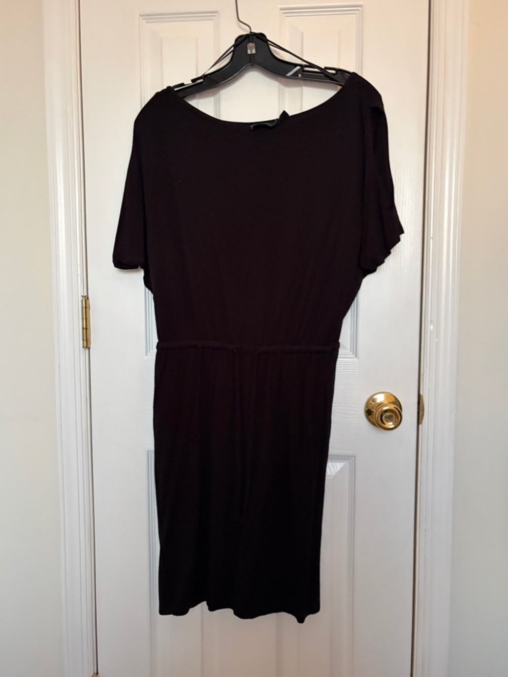 Cynthia Rowley Dark Black Midi Dress with Elastic Waist
